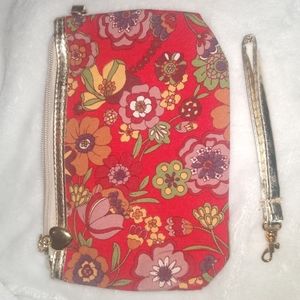 Women's vintage style floral print make-up/ accessories bag